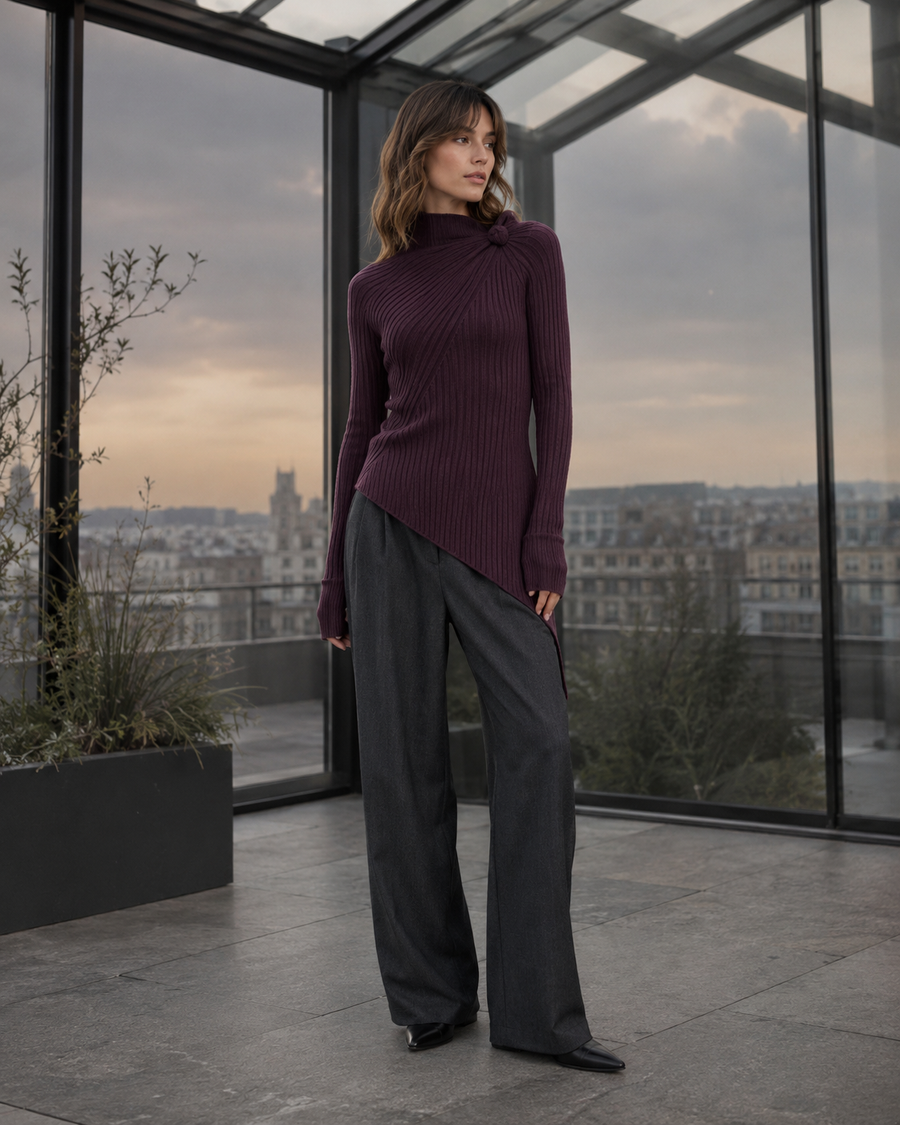 Vesper Asymmetric Rib Sweater